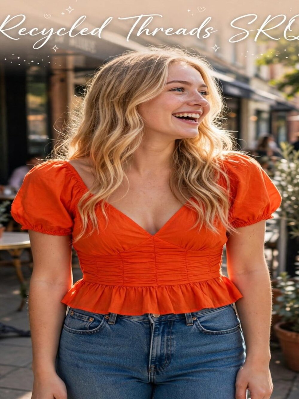 NWT Sim and Sam Orange Peplum Crop Top size medium